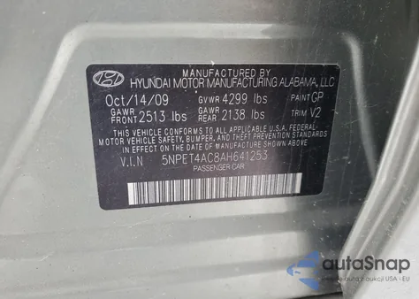 2010 Hyundai Sonata Gls из США, поврежденный, VIN 5NPET4AC8AH641253